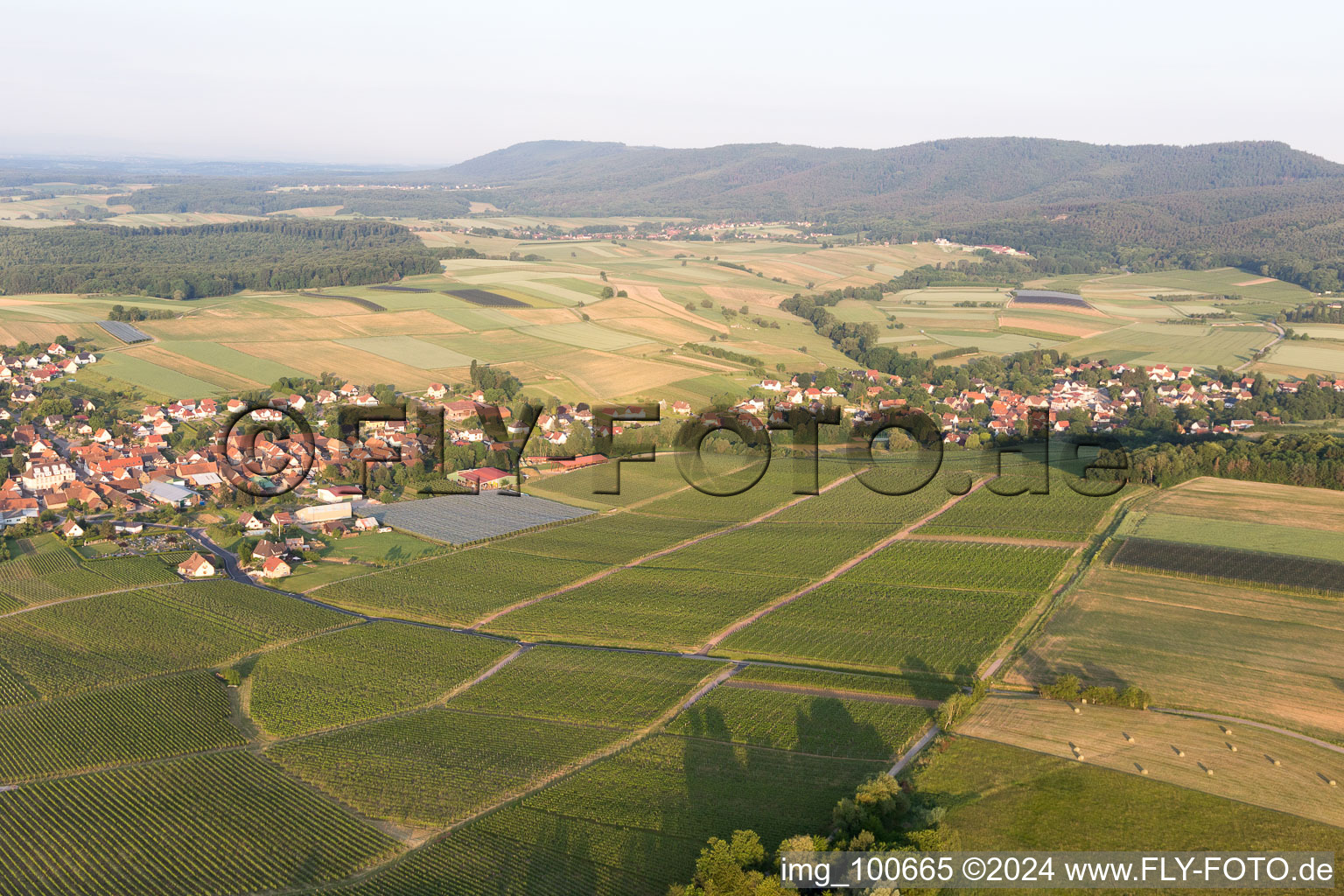 Aerial view of Steinseltz in the state Bas-Rhin, France