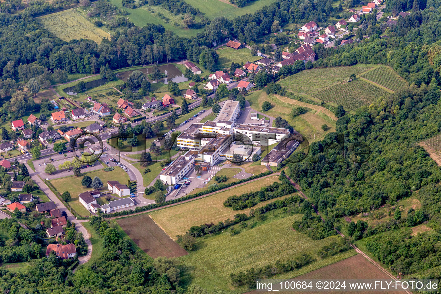 Hospital grounds of the Clinic Centre Hospitalier de la Lauter in Wissembourg in Grand Est, France