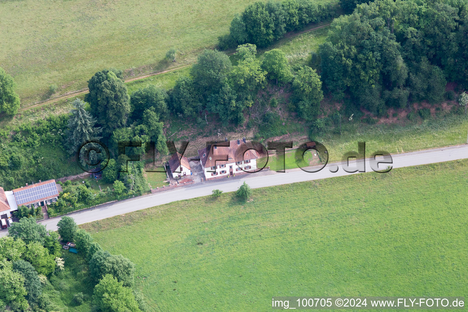 Sankt Germannshof in the state Rhineland-Palatinate, Germany from the plane