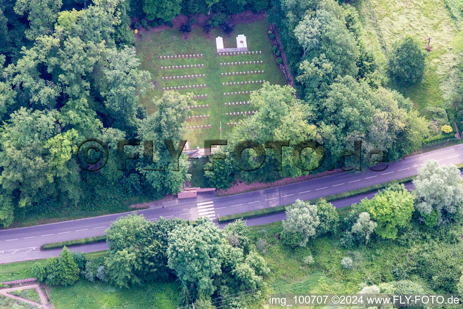 Grave rows on the grounds of the military cemetery in Wissembourg in Grand Est, France