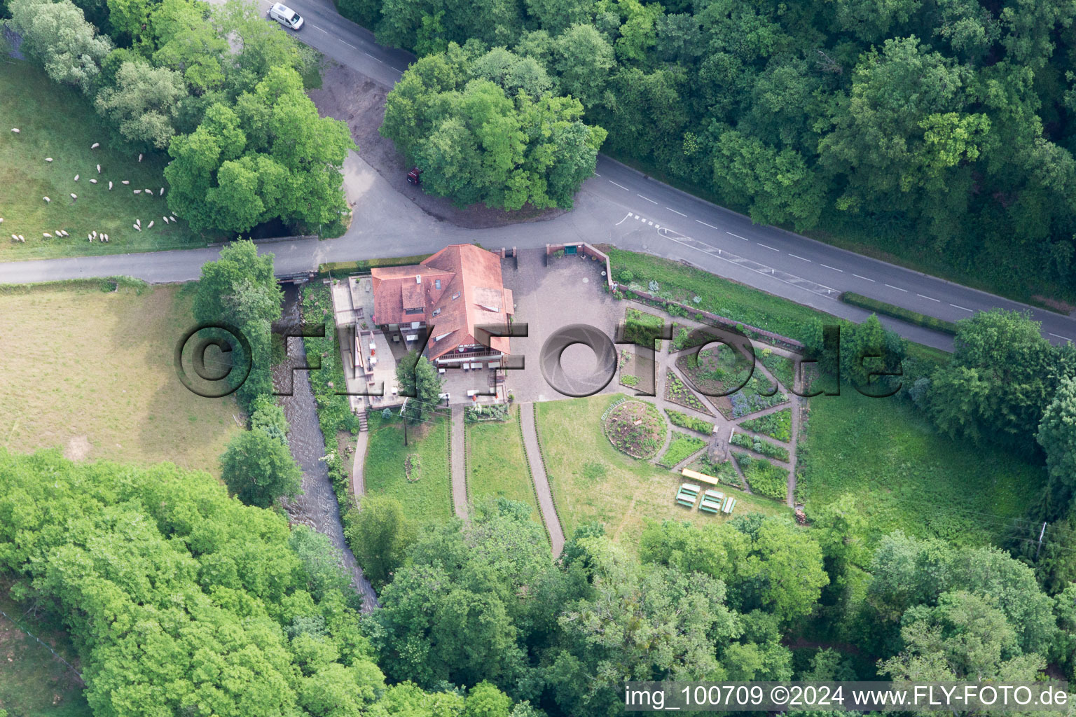 Drone recording of Sankt Germannshof in the state Rhineland-Palatinate, Germany