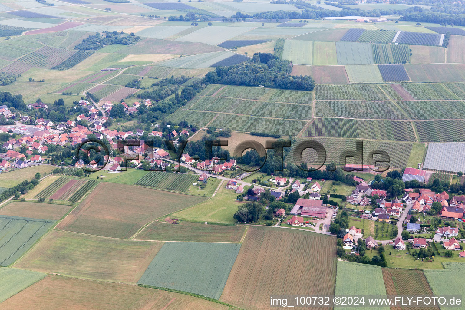 Steinseltz in the state Bas-Rhin, France from the plane