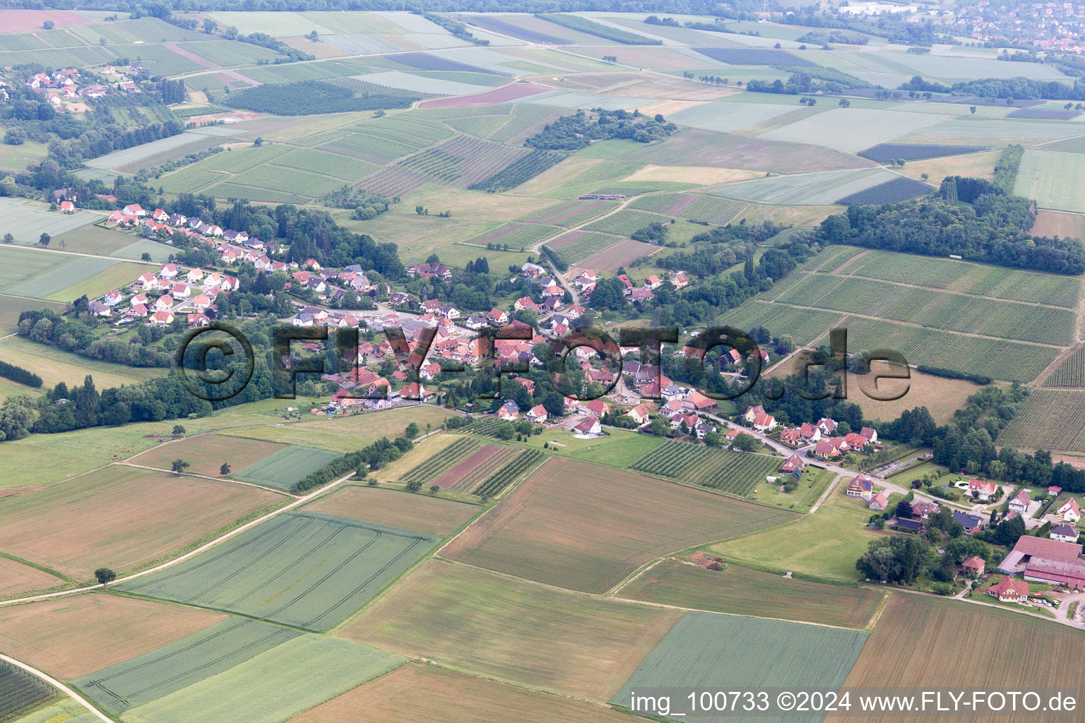 Bird's eye view of Steinseltz in the state Bas-Rhin, France