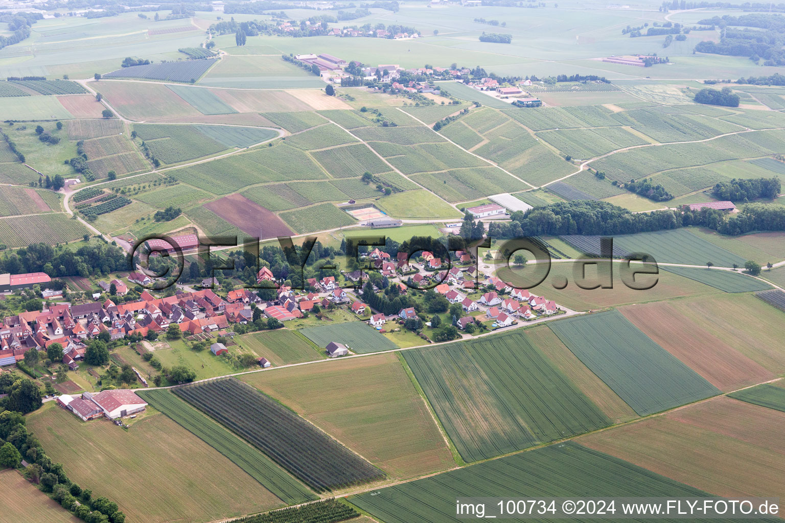 Steinseltz in the state Bas-Rhin, France viewn from the air