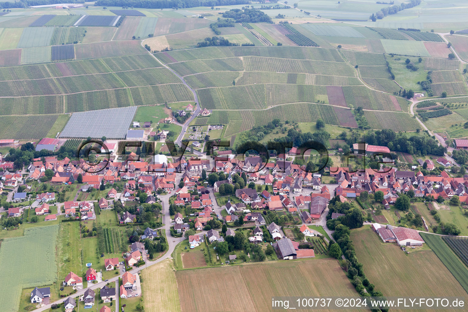 Steinseltz in the state Bas-Rhin, France from the drone perspective