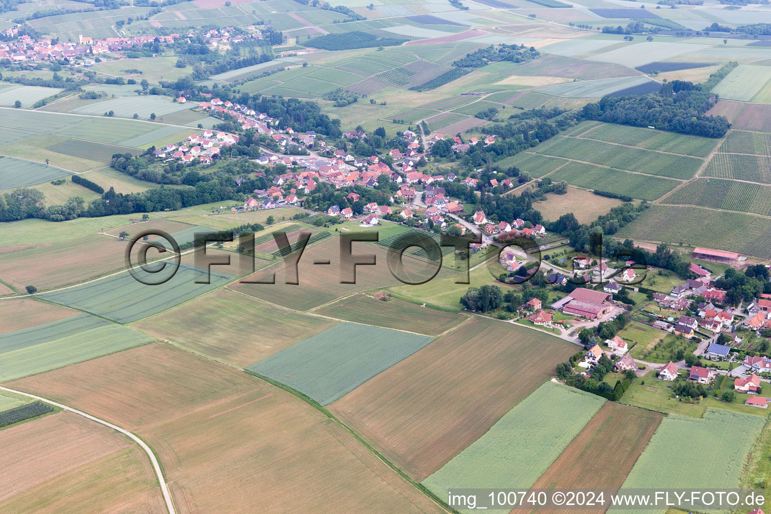 Aerial view of Steinseltz in the state Bas-Rhin, France