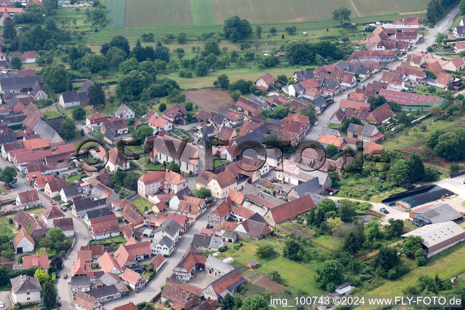 Riedseltz in the state Bas-Rhin, France from the plane