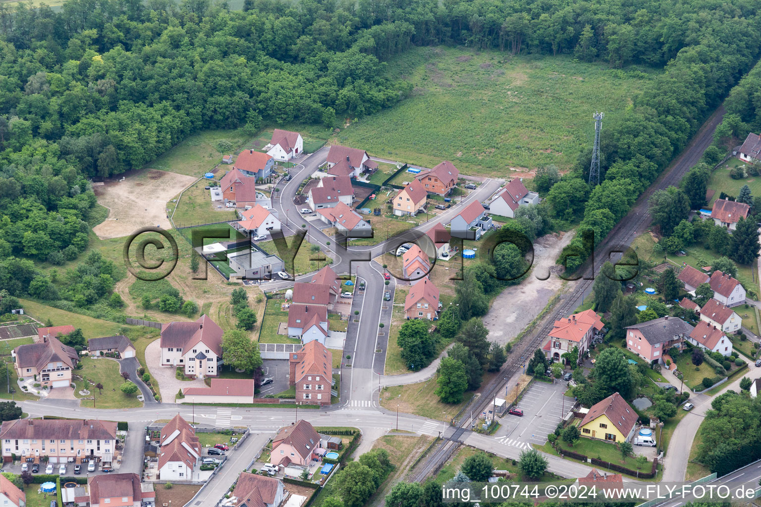 Bird's eye view of Riedseltz in the state Bas-Rhin, France