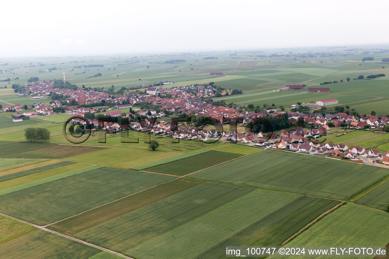 Schleithal in the state Bas-Rhin, France seen from above