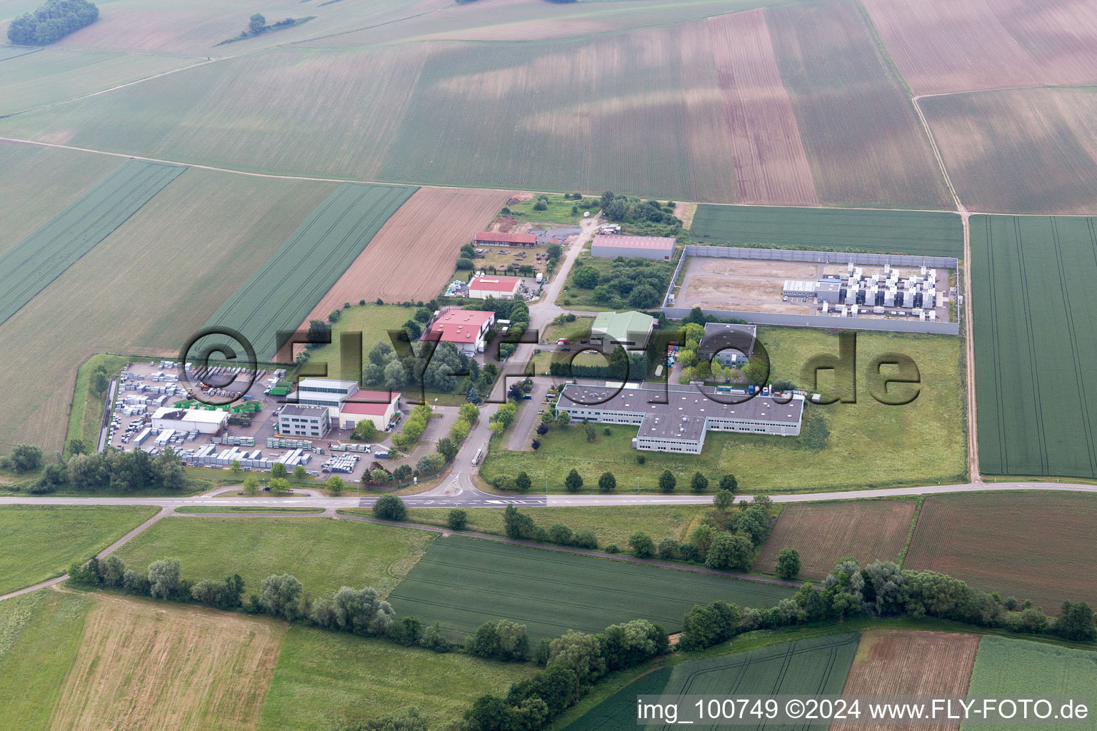 Niederlauterbach in the state Bas-Rhin, France viewn from the air