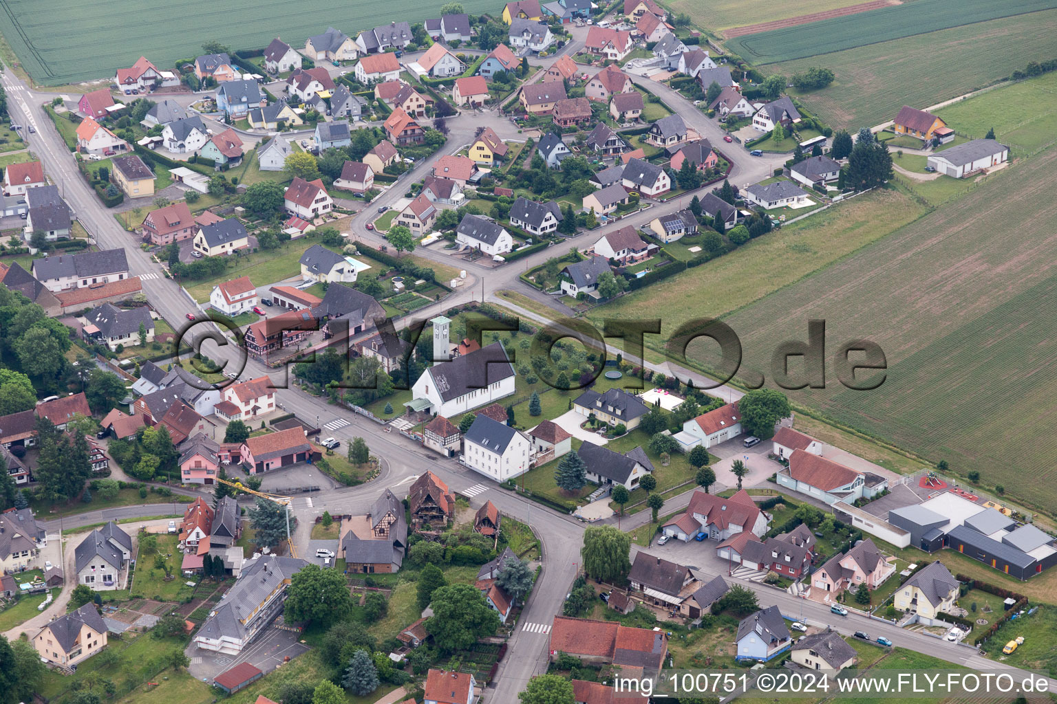 Oblique view of Scheibenhard in the state Bas-Rhin, France