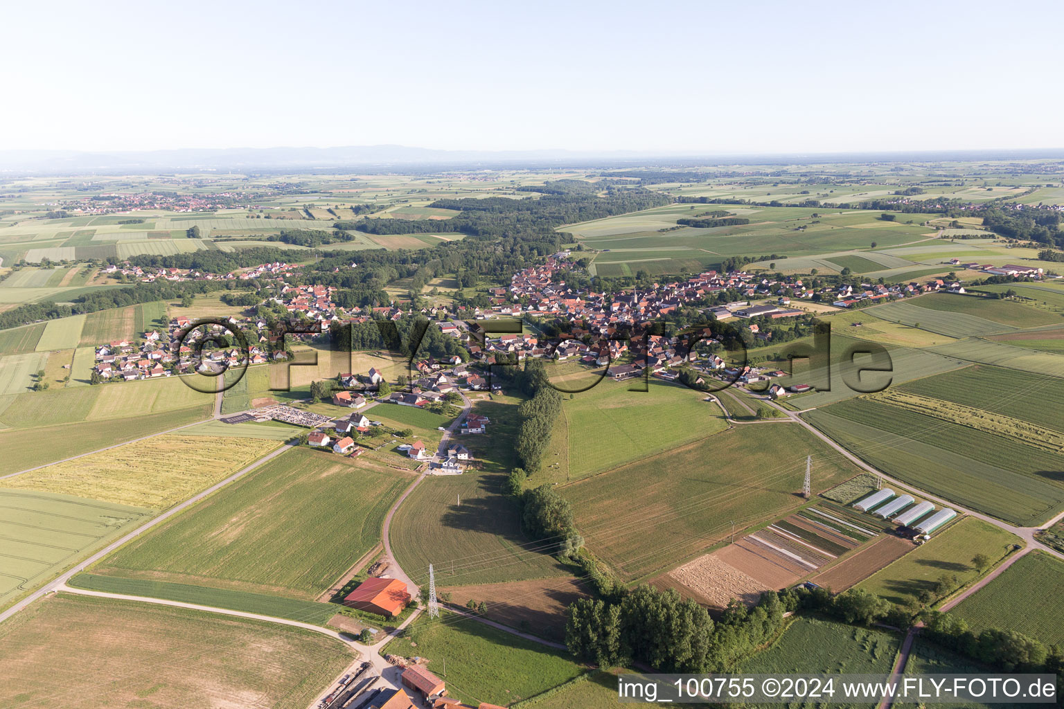 Riedseltz in the state Bas-Rhin, France viewn from the air