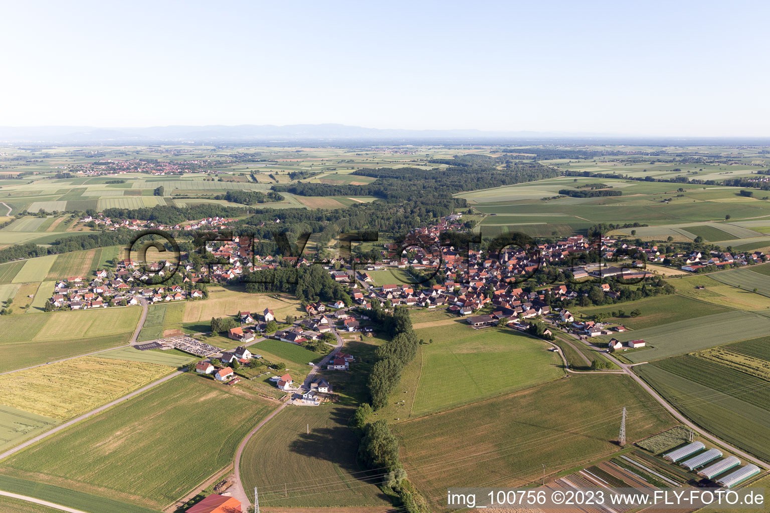 Drone recording of Riedseltz in the state Bas-Rhin, France