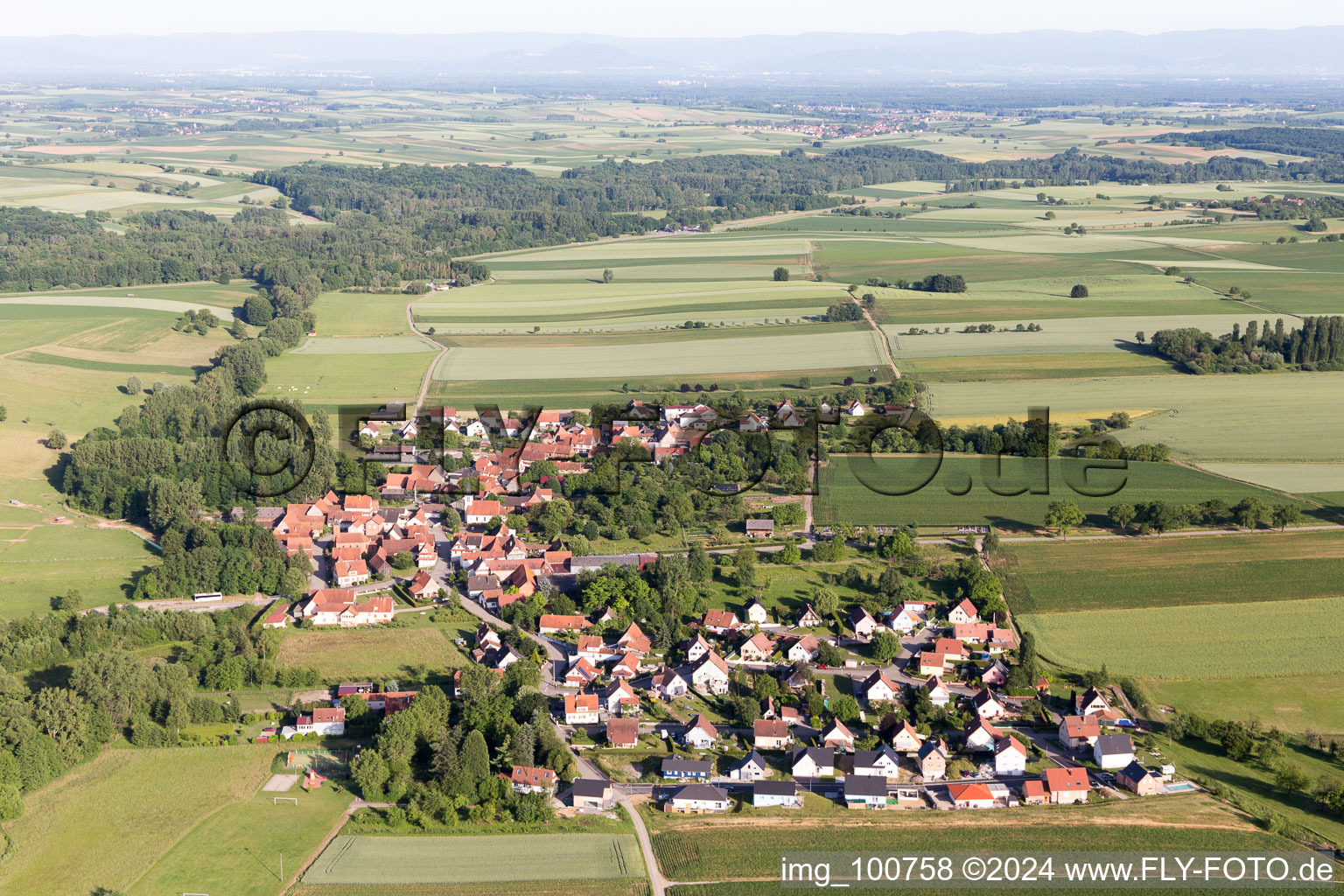 Oblique view of Ingolsheim in the state Bas-Rhin, France