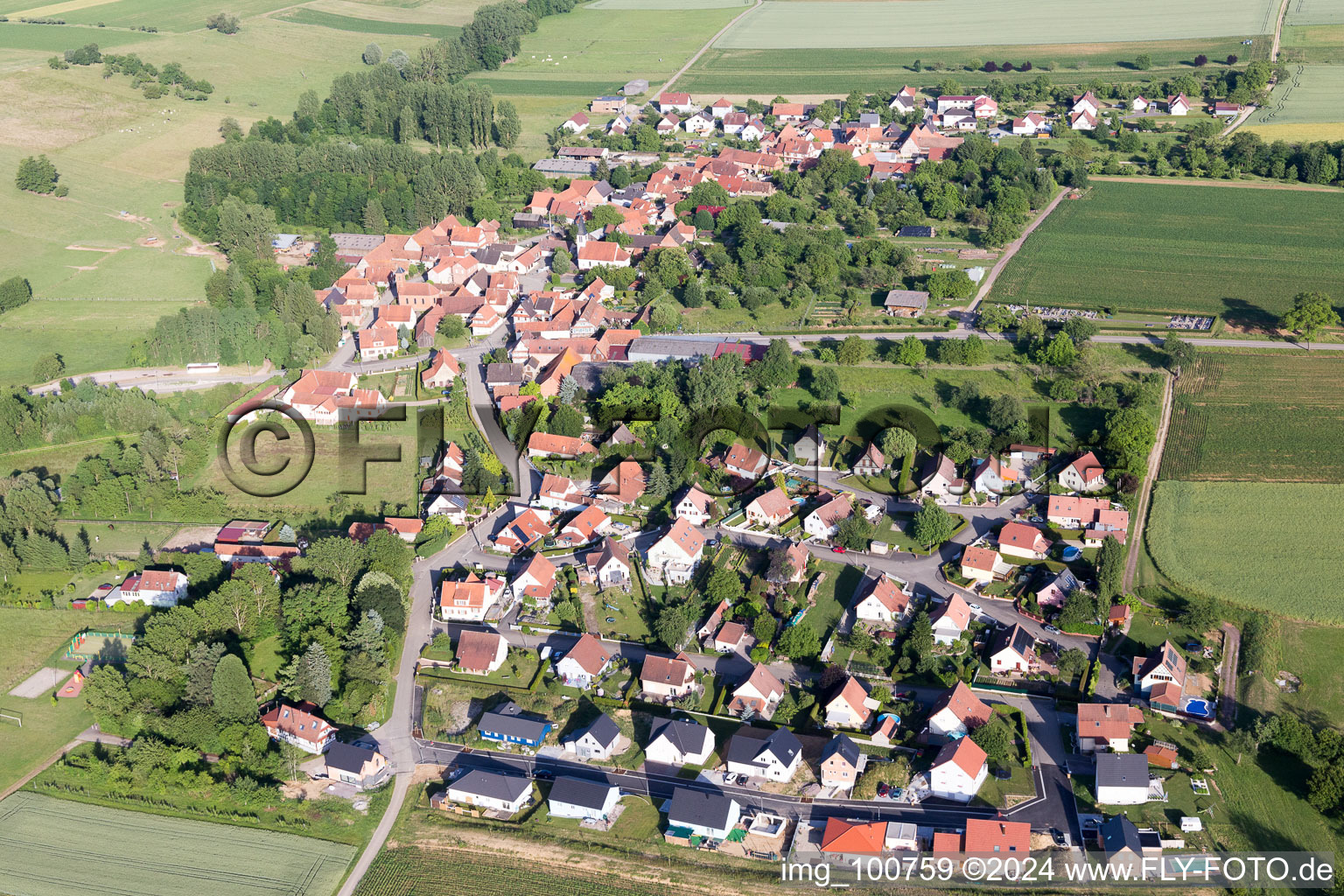 Ingolsheim in the state Bas-Rhin, France from above