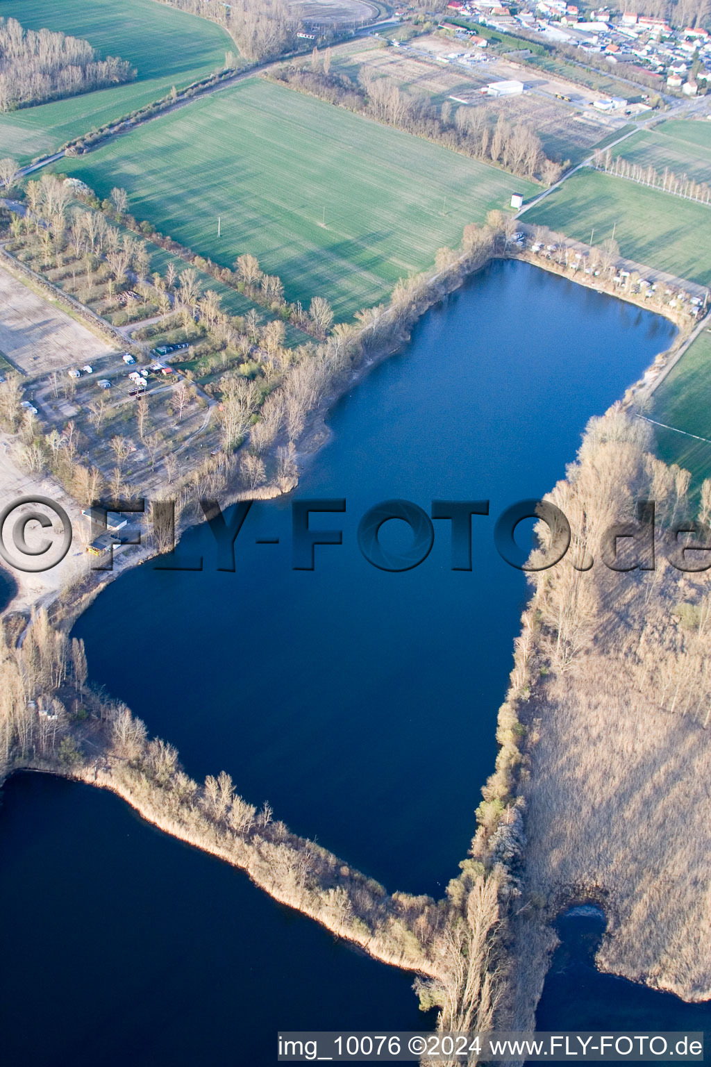 Aerial photograpy of Blue Adriatic recreation area in Altrip in the state Rhineland-Palatinate, Germany