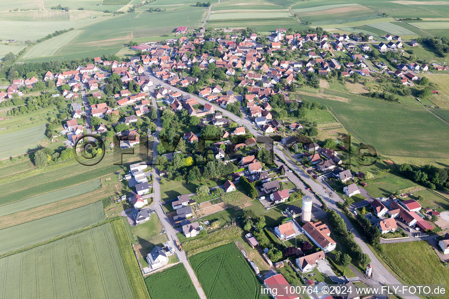 Aerial view of Schœnenbourg in the state Bas-Rhin, France