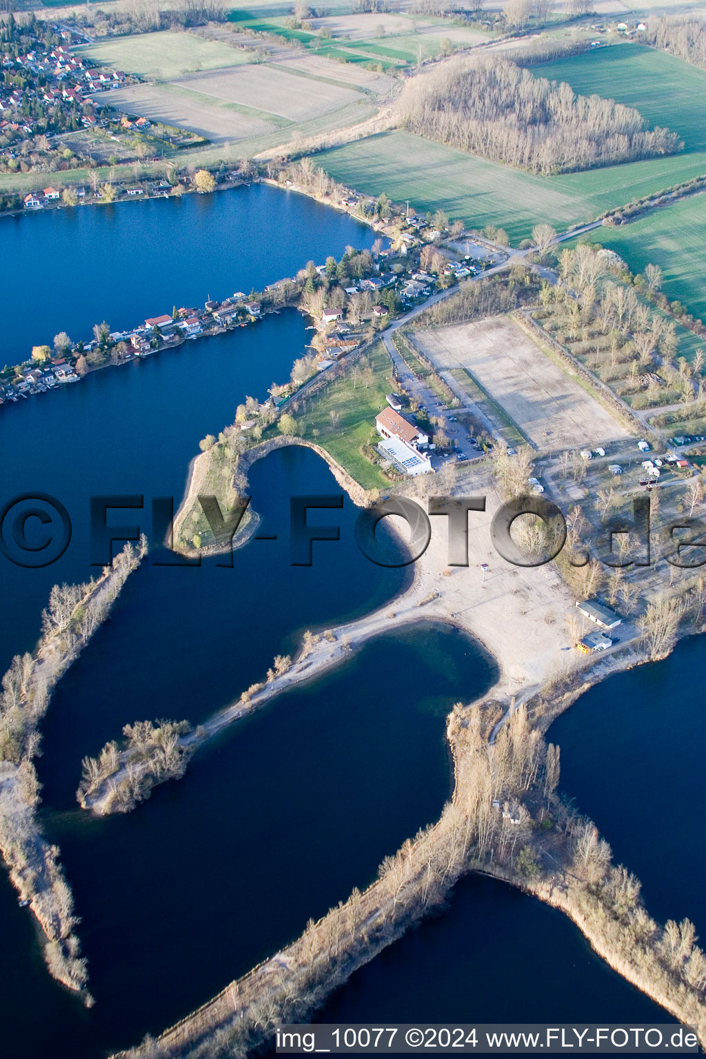 Oblique view of Blue Adriatic recreation area in Altrip in the state Rhineland-Palatinate, Germany