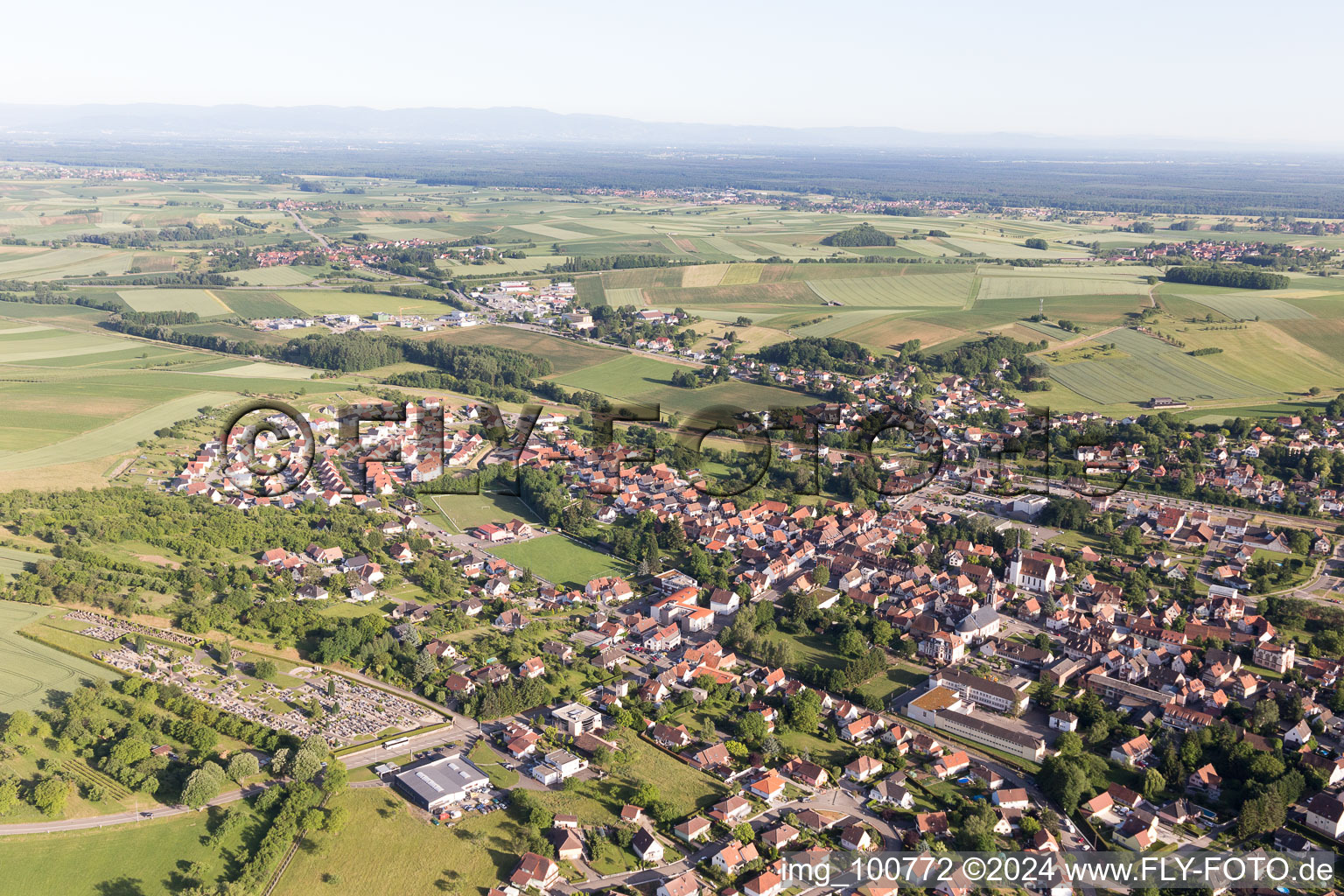 Retschwiller in the state Bas-Rhin, France viewn from the air