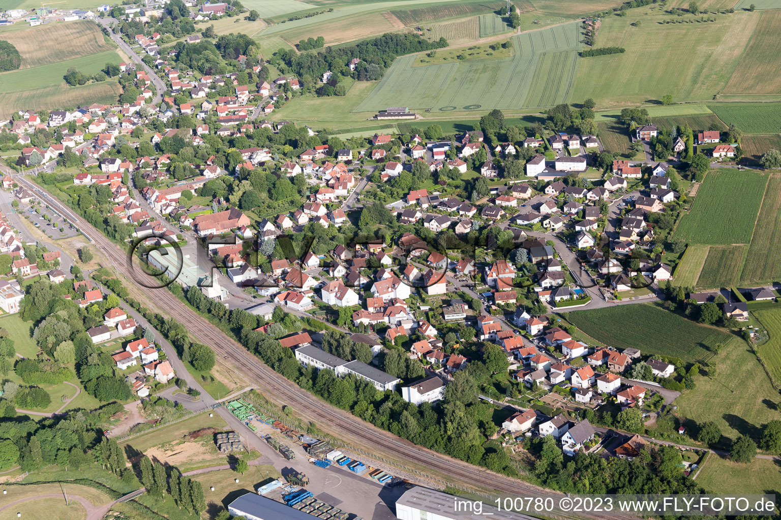 Kutzenhausen in the state Bas-Rhin, France from above