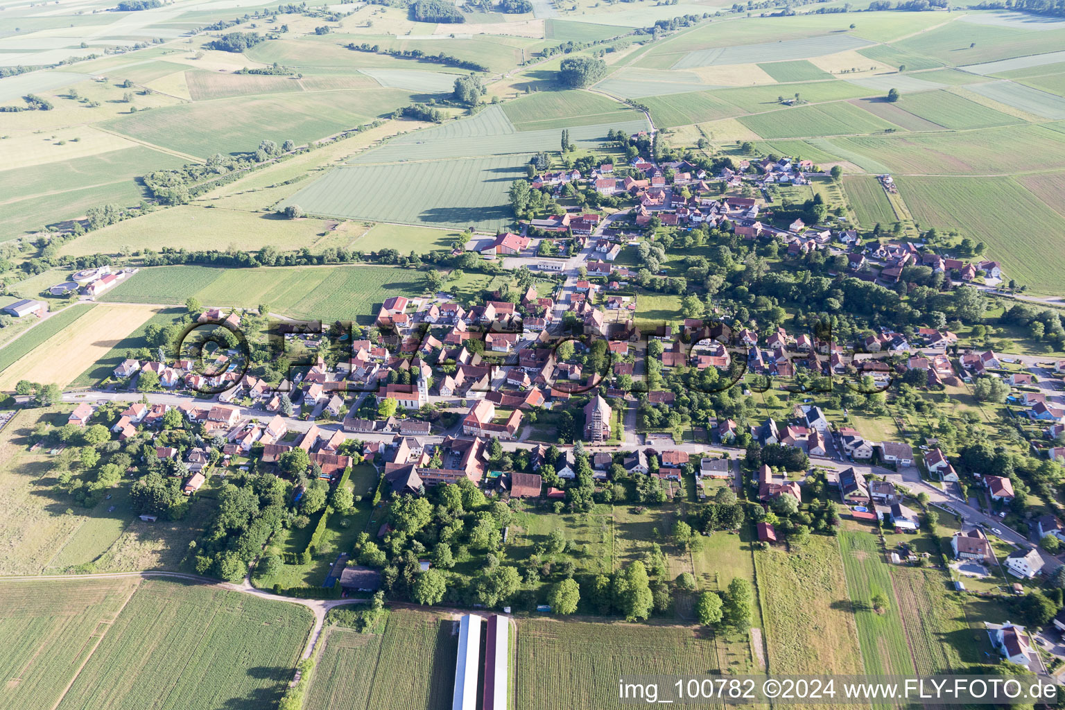 Kutzenhausen in the state Bas-Rhin, France seen from above