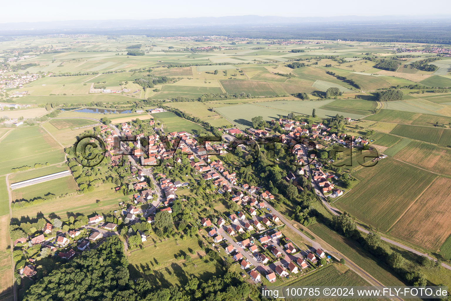 Kutzenhausen in the state Bas-Rhin, France from the plane