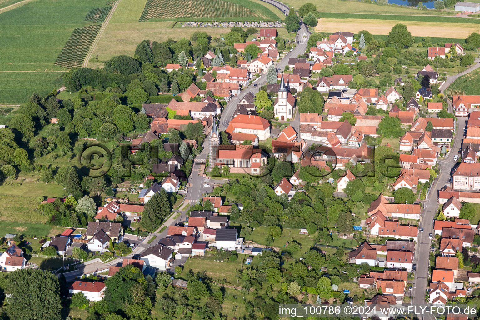 Village view in Merkwiller-Pechelbronn in the state Bas-Rhin, France