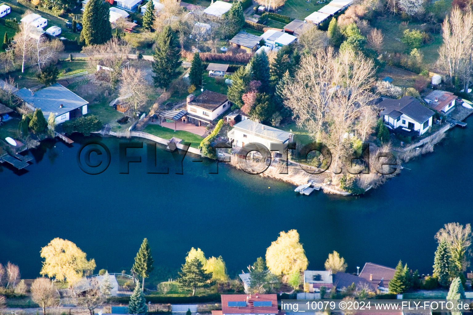 Blue Adriatic recreation area in Altrip in the state Rhineland-Palatinate, Germany out of the air