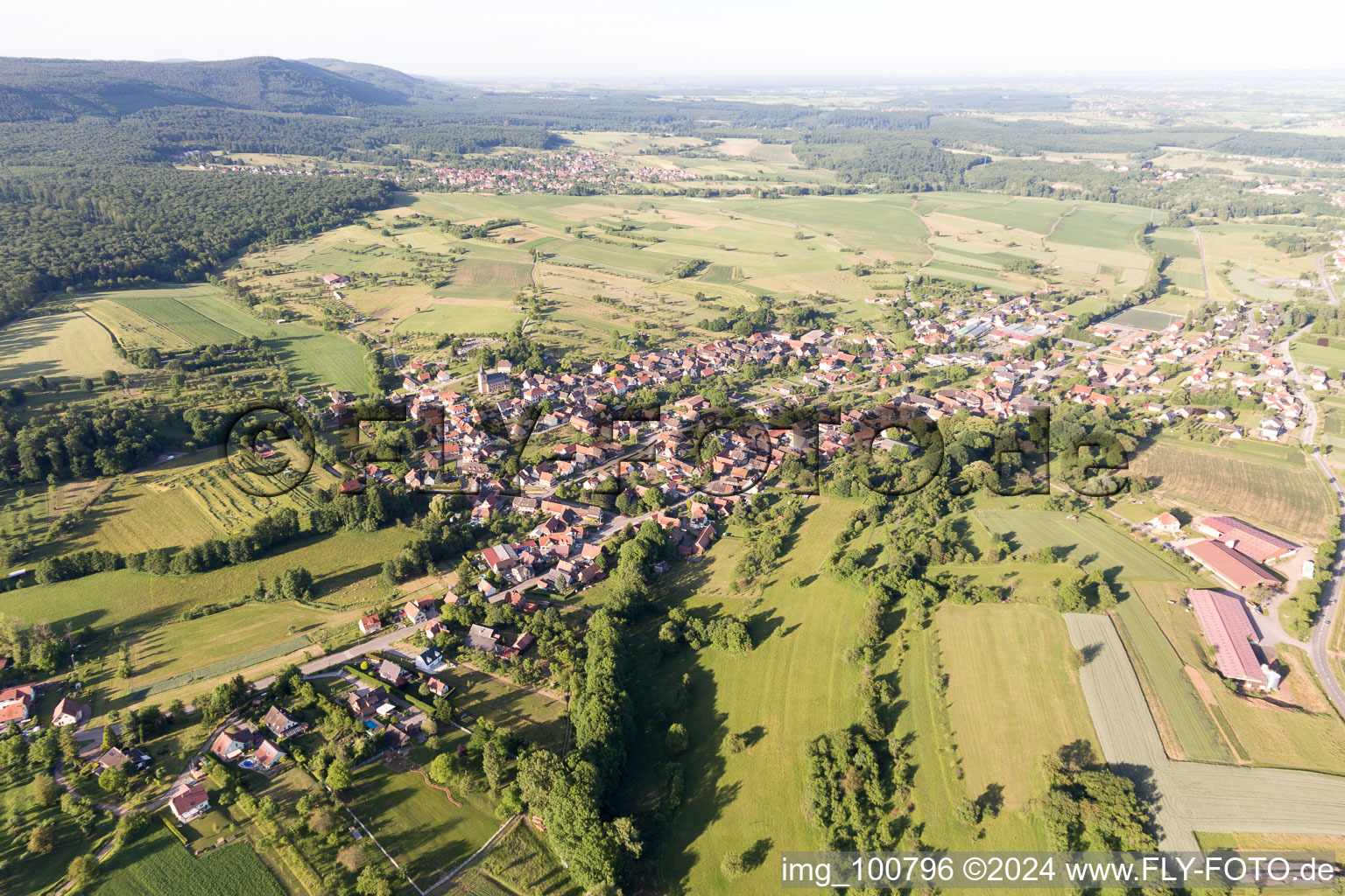 Preuschdorf in the state Bas-Rhin, France from the drone perspective