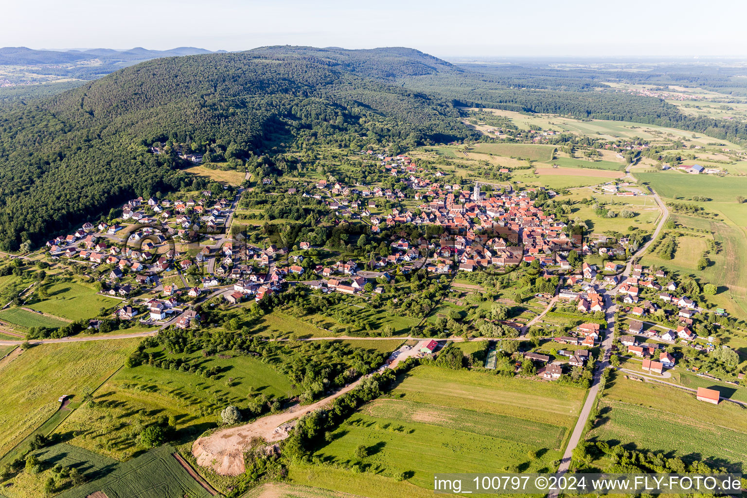 Oblique view of Gœrsdorf in the state Bas-Rhin, France