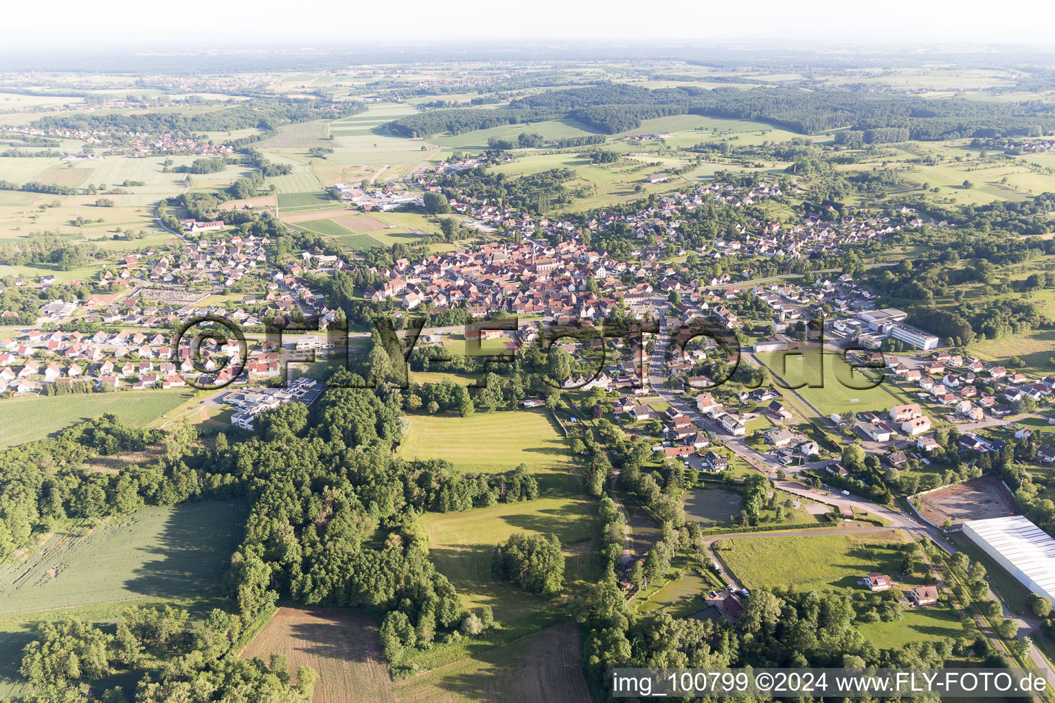 Aerial photograpy of Wœrth in the state Bas-Rhin, France