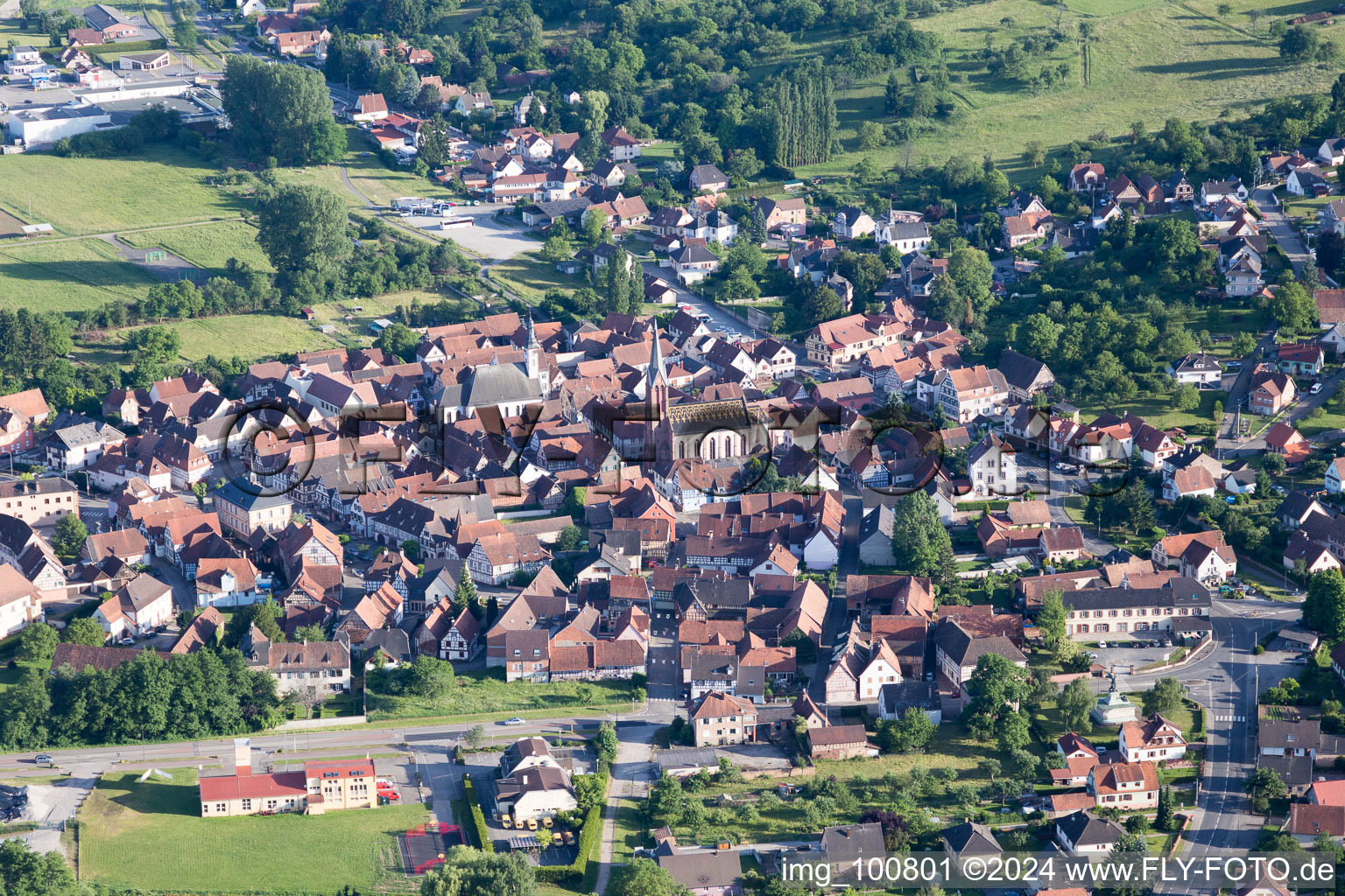 Oblique view of Wœrth in the state Bas-Rhin, France