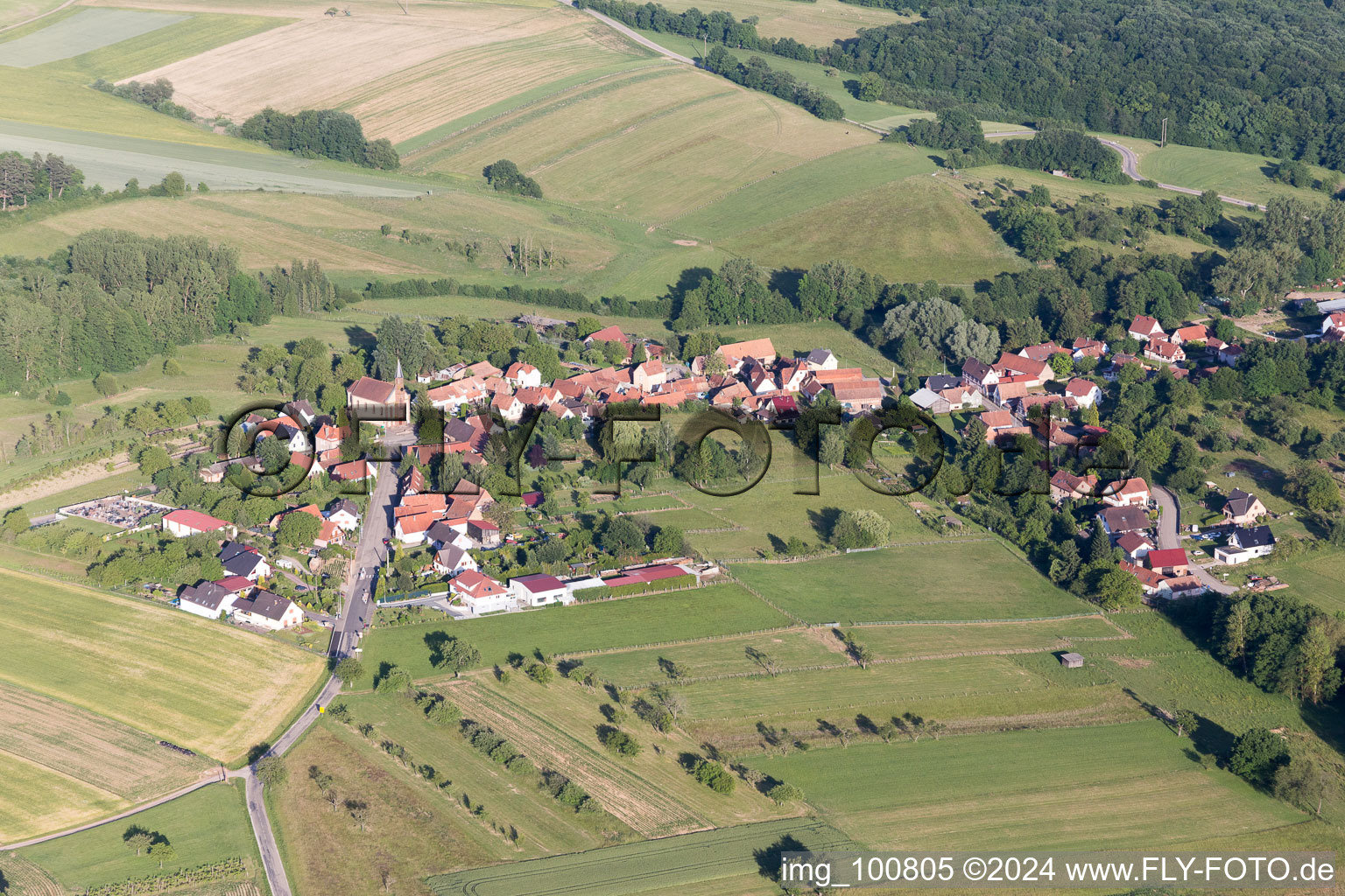 Drone image of Gundershoffen in the state Bas-Rhin, France