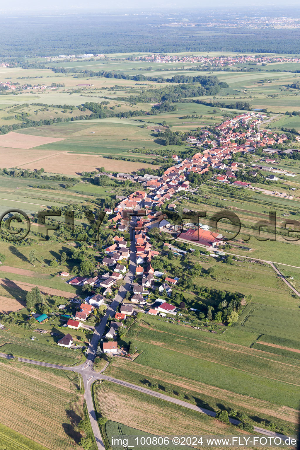 Gundershoffen in the state Bas-Rhin, France from the drone perspective