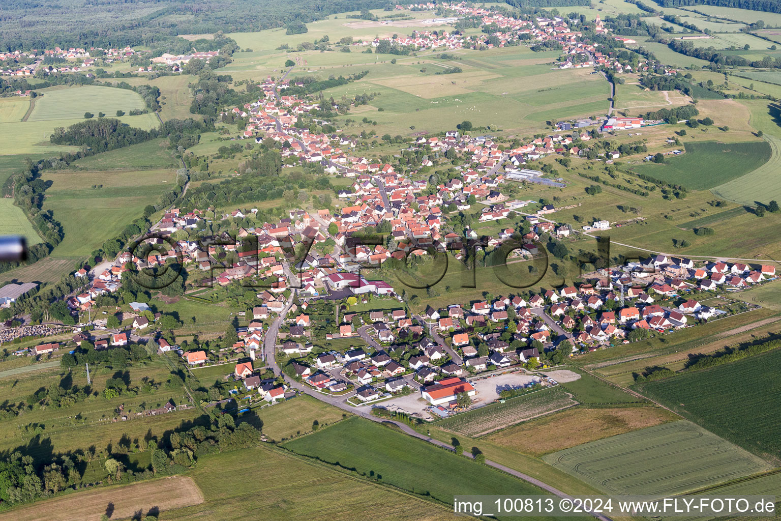 Aerial photograpy of Village view in Morsbronn-les-Bains in the state Bas-Rhin, France