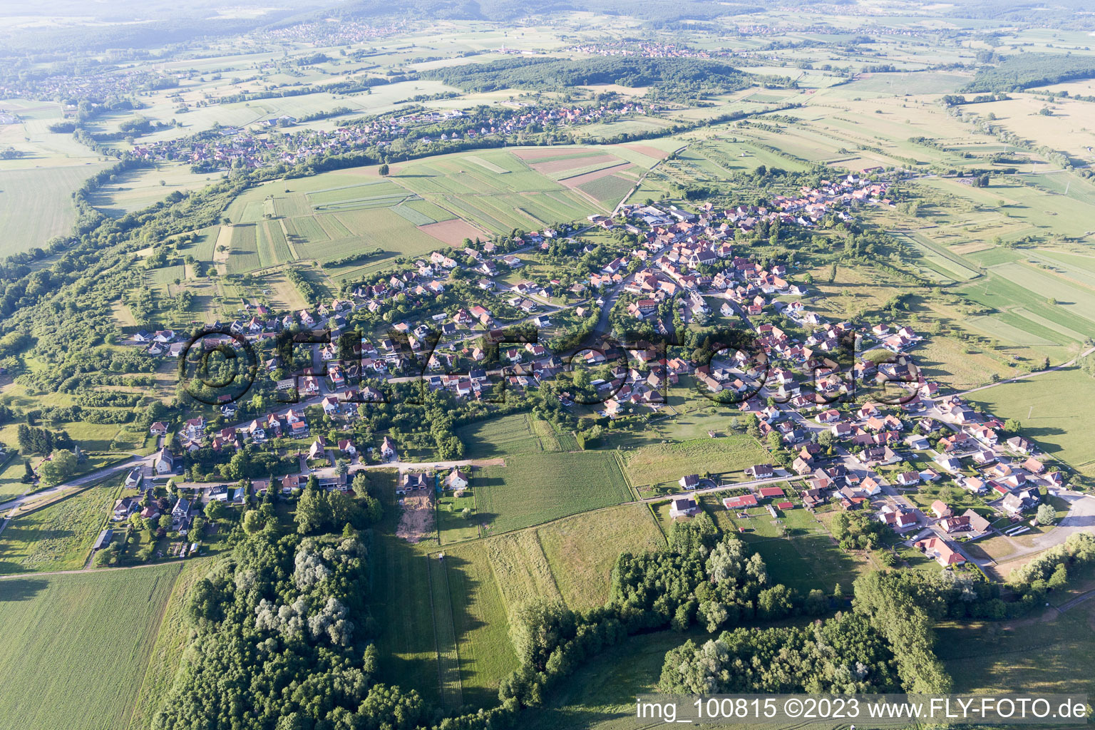 Aerial photograpy of Gunstett in the state Bas-Rhin, France