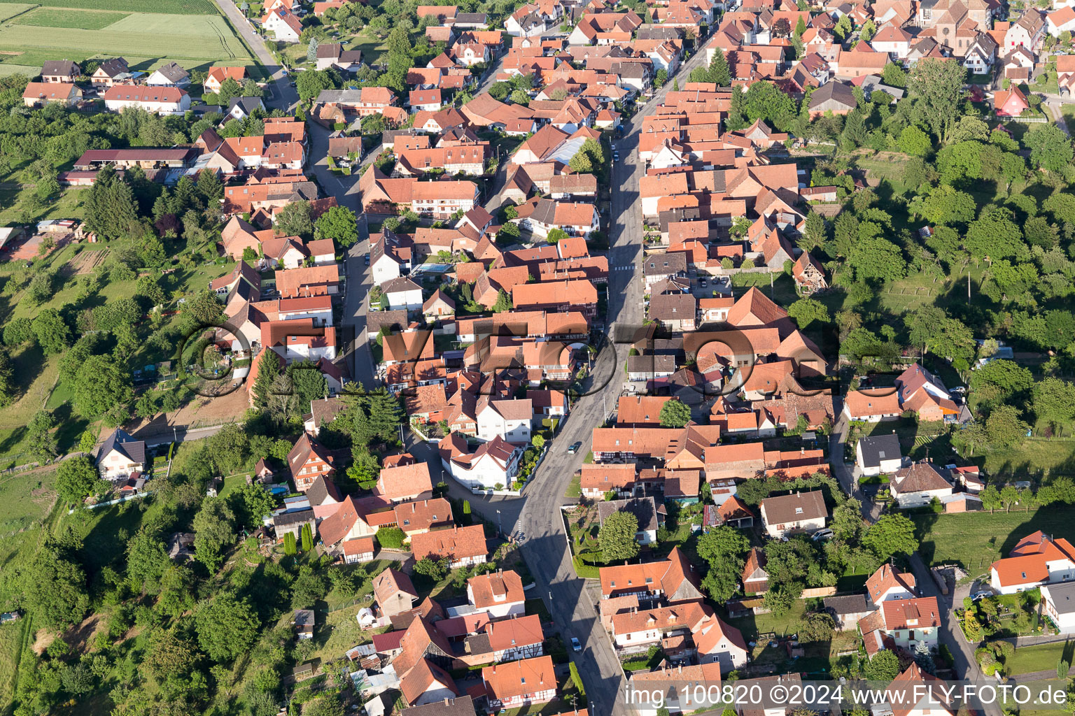 Surbourg in the state Bas-Rhin, France seen from above