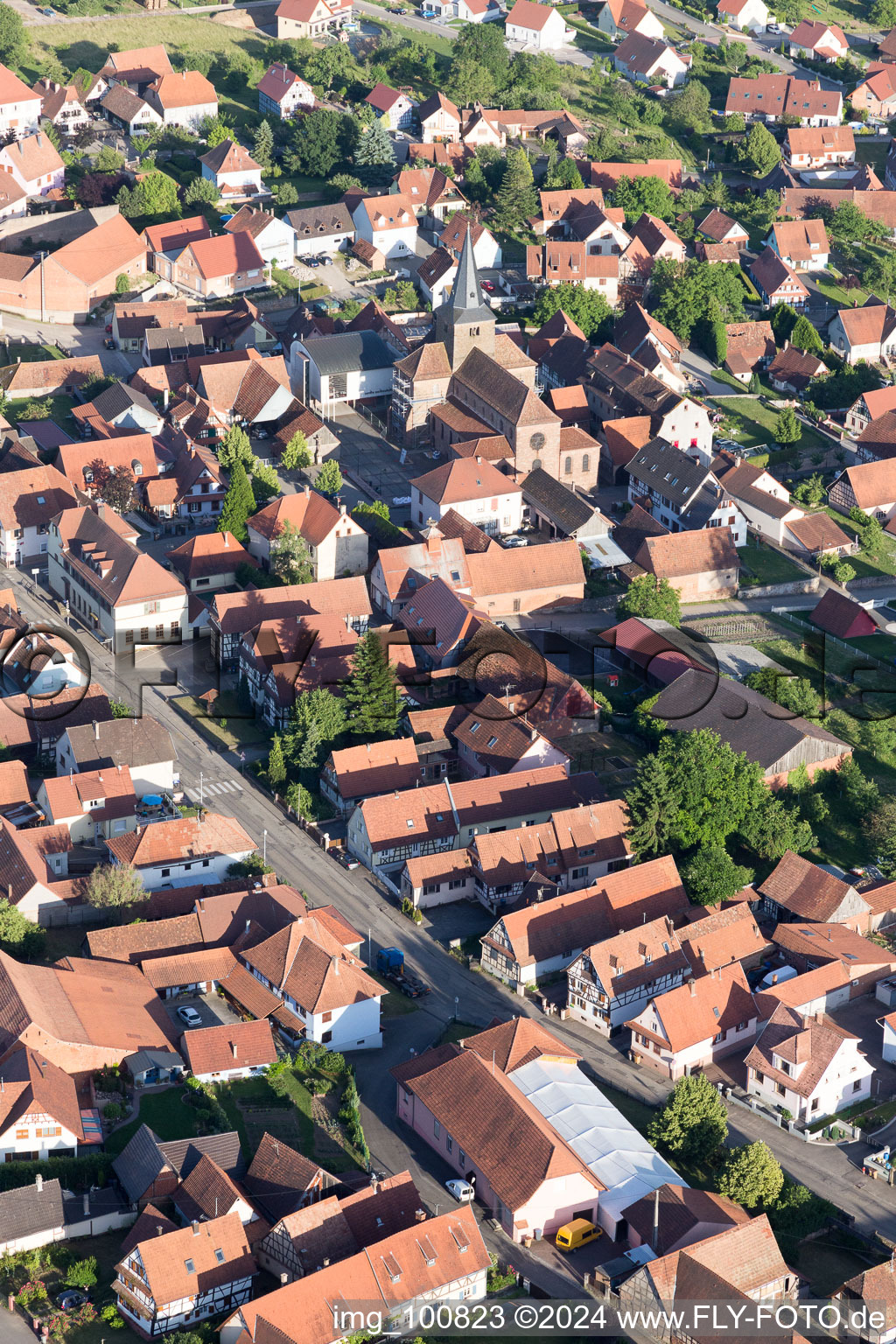 Surbourg in the state Bas-Rhin, France from the plane