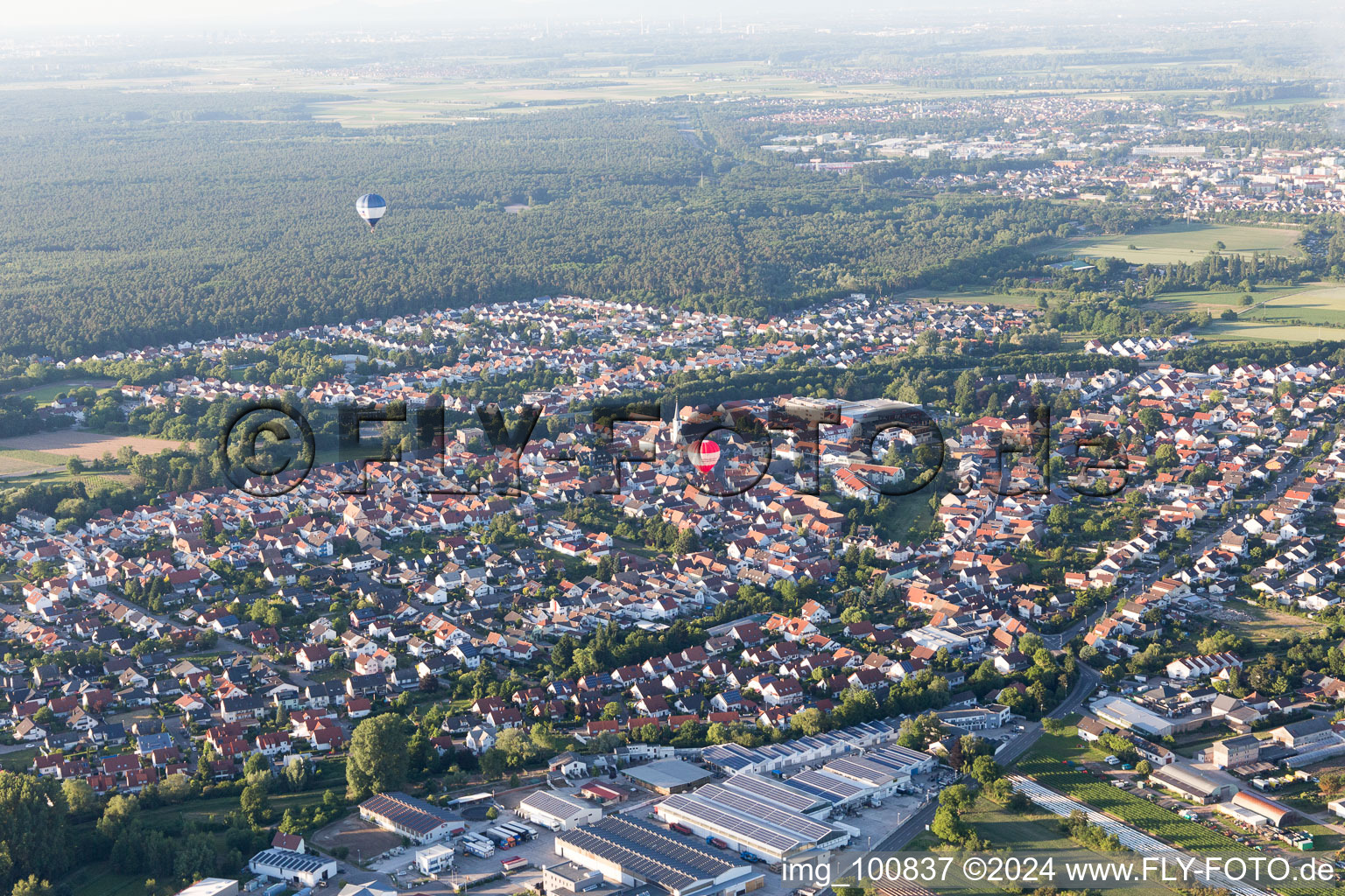 Drone recording of Dudenhofen in the state Rhineland-Palatinate, Germany