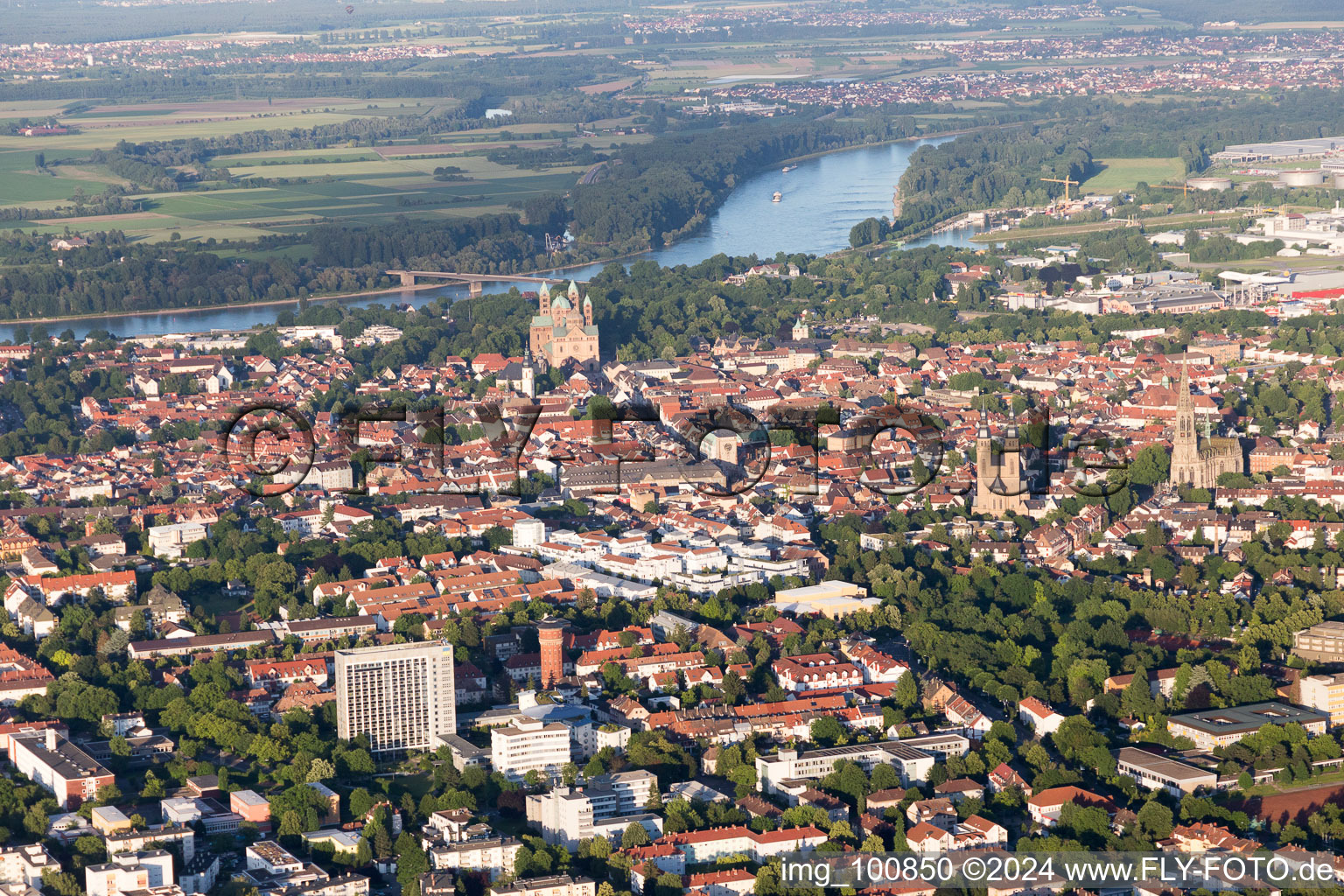 Aerial view of From the west in Speyer in the state Rhineland-Palatinate, Germany