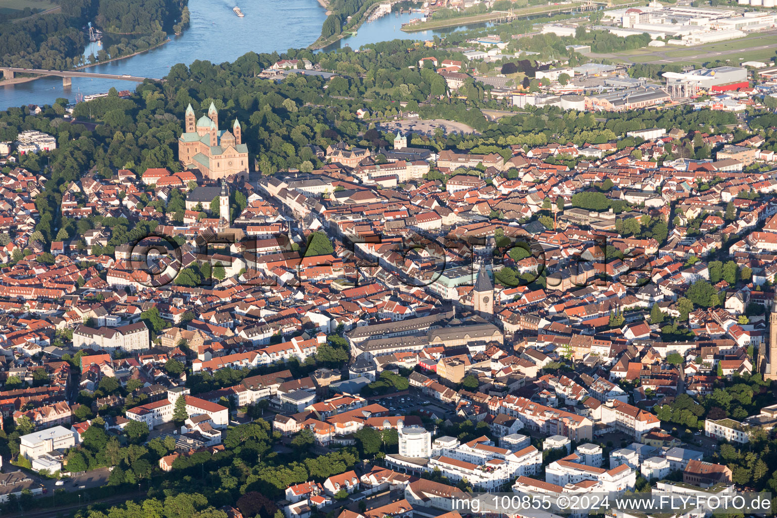 Speyer in the state Rhineland-Palatinate, Germany viewn from the air