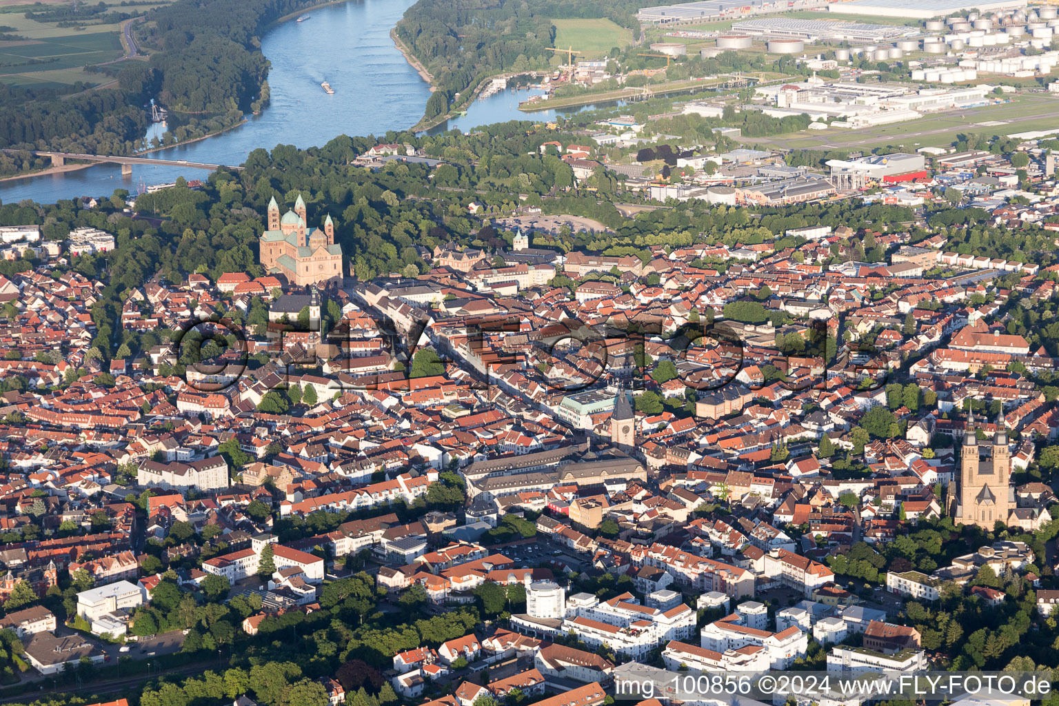 Drone recording of Speyer in the state Rhineland-Palatinate, Germany