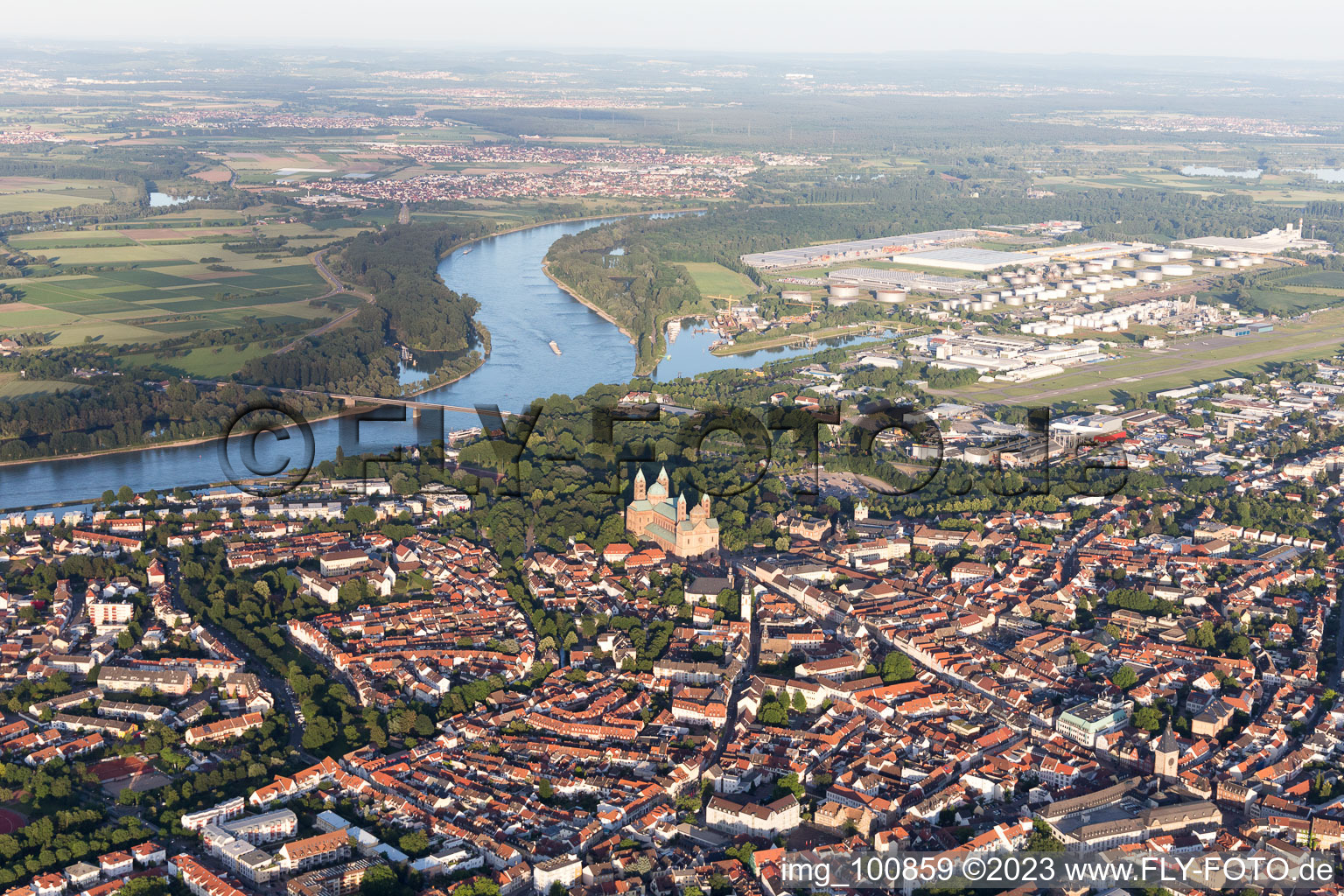 Speyer in the state Rhineland-Palatinate, Germany from the drone perspective
