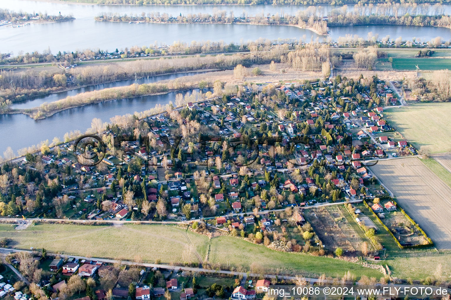 Altrip in the state Rhineland-Palatinate, Germany from a drone