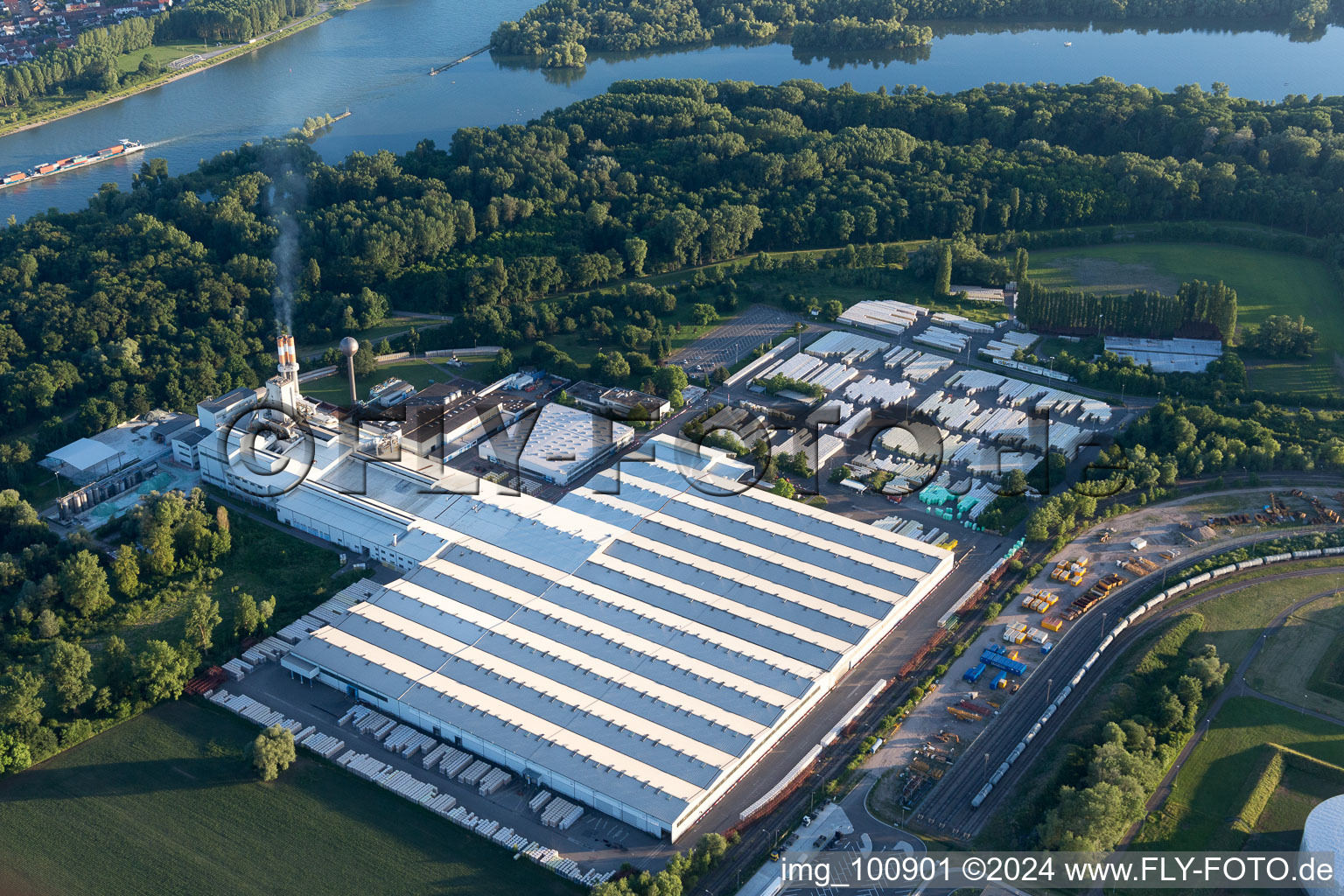 Oblique view of Industrial area south in Speyer in the state Rhineland-Palatinate, Germany