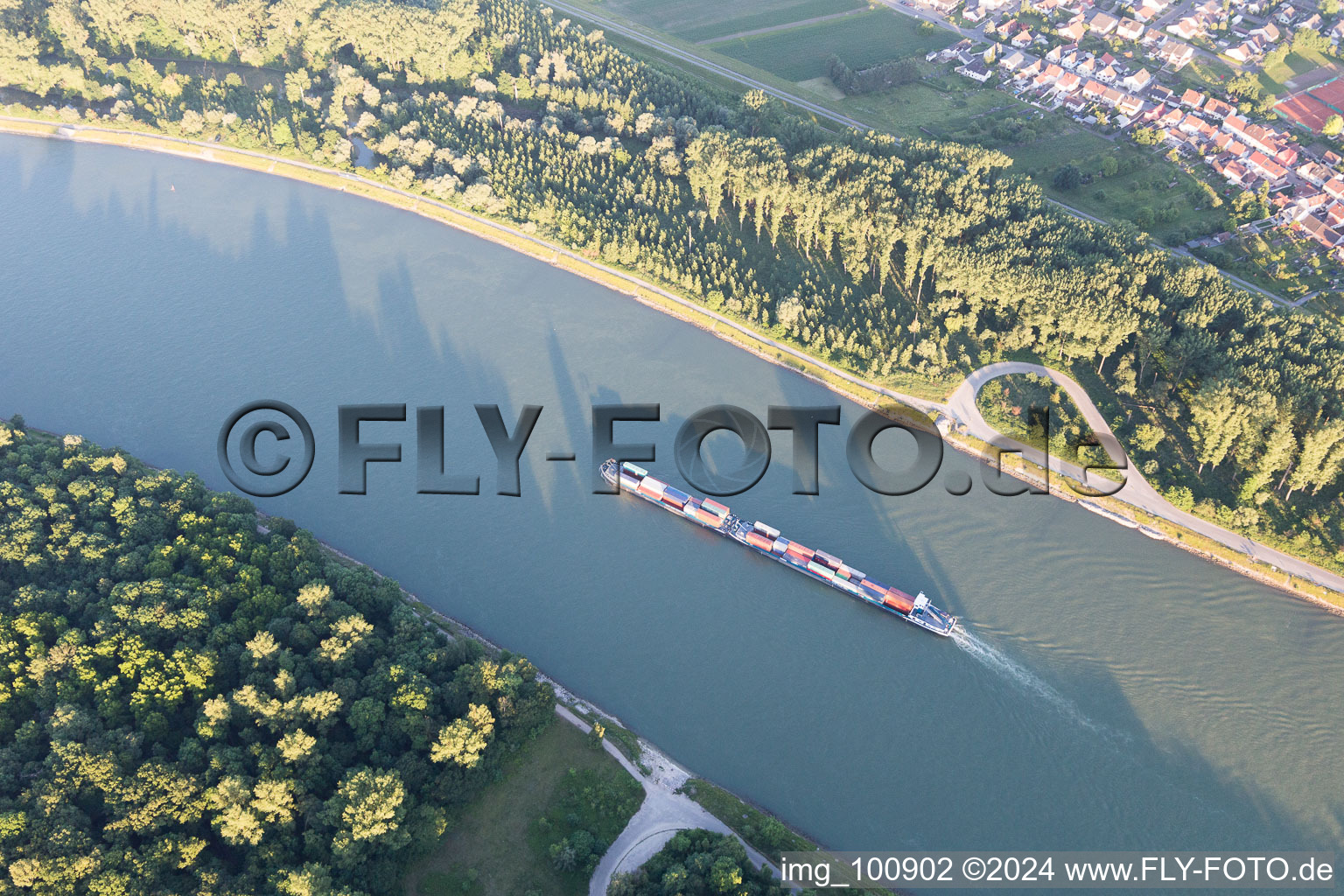 Industrial area south in Speyer in the state Rhineland-Palatinate, Germany from above