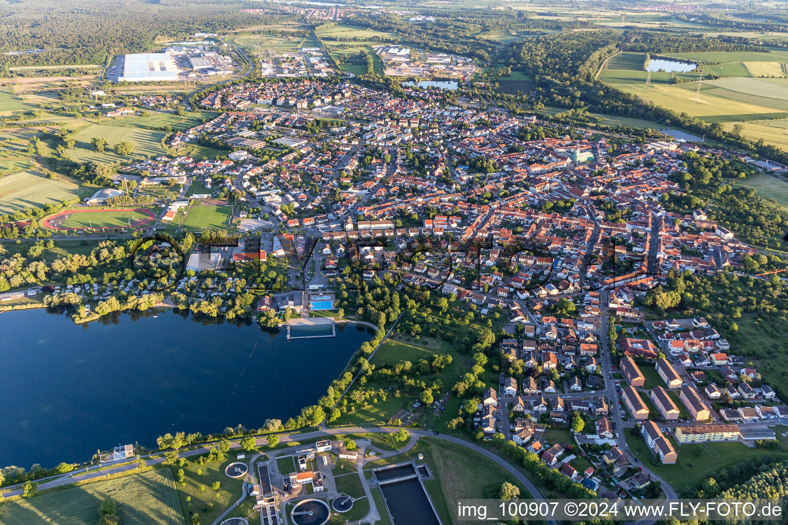 Philippsburg in the state Baden-Wuerttemberg, Germany seen from above