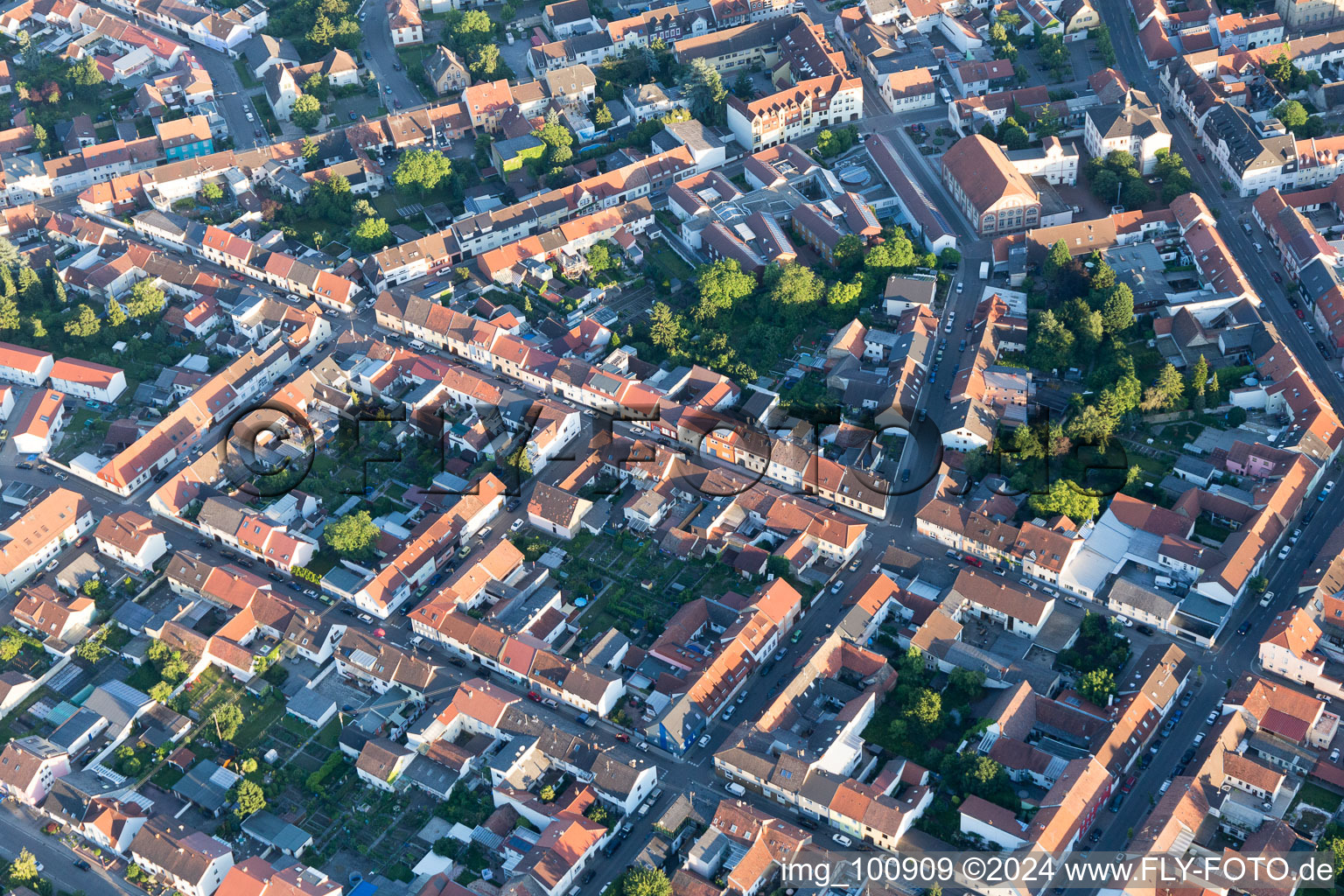 Bird's eye view of Philippsburg in the state Baden-Wuerttemberg, Germany