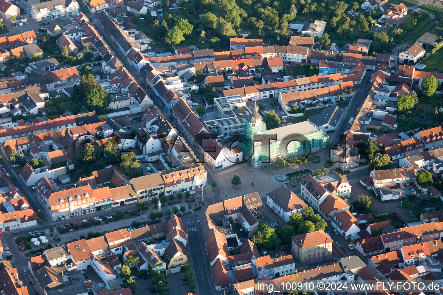 Philippsburg in the state Baden-Wuerttemberg, Germany viewn from the air