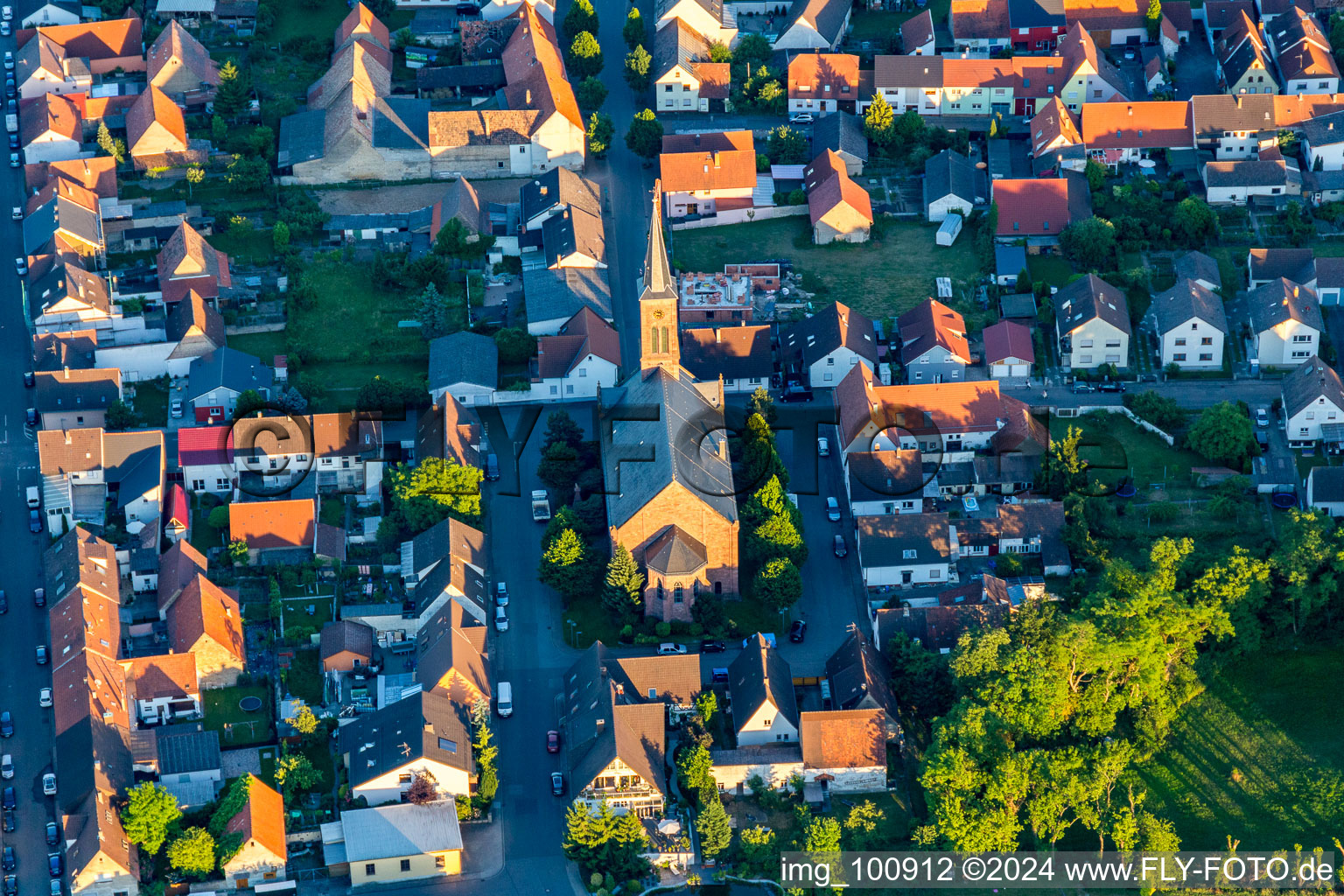 Church from the northwest in the district Rußheim in Dettenheim in the state Baden-Wuerttemberg, Germany